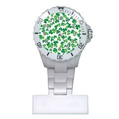 St  Patricks Day Clover Pattern Plastic Nurses Watch by Valentinaart