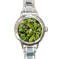 Top View Leaves Round Italian Charm Watch by dflcprints