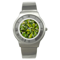 Top View Leaves Stainless Steel Watch by dflcprints