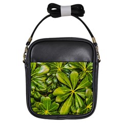 Top View Leaves Girls Sling Bags by dflcprints