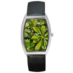 Top View Leaves Barrel Style Metal Watch by dflcprints