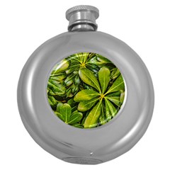 Top View Leaves Round Hip Flask (5 Oz) by dflcprints