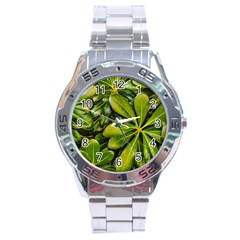 Top View Leaves Stainless Steel Analogue Watch by dflcprints