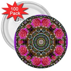 Roses In A Color Cascade Of Freedom And Peace 3  Buttons (100 Pack)  by pepitasart