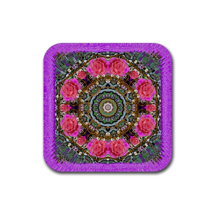 Roses In A Color Cascade Of Freedom And Peace Rubber Coaster (Square) 