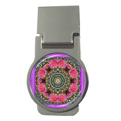 Roses In A Color Cascade Of Freedom And Peace Money Clips (round)  by pepitasart