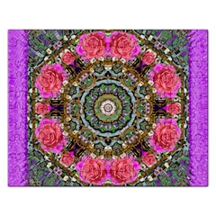 Roses In A Color Cascade Of Freedom And Peace Rectangular Jigsaw Puzzl by pepitasart