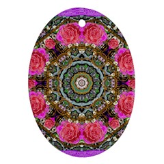 Roses In A Color Cascade Of Freedom And Peace Oval Ornament (two Sides) by pepitasart