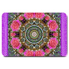 Roses In A Color Cascade Of Freedom And Peace Large Doormat  by pepitasart