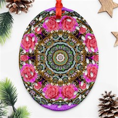 Roses In A Color Cascade Of Freedom And Peace Ornament (oval Filigree) by pepitasart