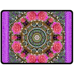 Roses In A Color Cascade Of Freedom And Peace Double Sided Fleece Blanket (large)  by pepitasart