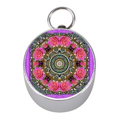 Roses In A Color Cascade Of Freedom And Peace Mini Silver Compasses by pepitasart