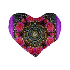 Roses In A Color Cascade Of Freedom And Peace Standard 16  Premium Flano Heart Shape Cushions by pepitasart