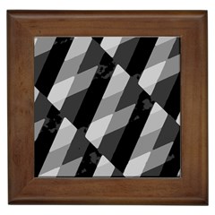 Black And White Grunge Striped Pattern Framed Tiles