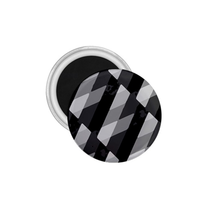 Black And White Grunge Striped Pattern 1.75  Magnets