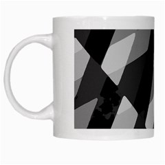 Black And White Grunge Striped Pattern White Mugs