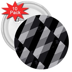 Black And White Grunge Striped Pattern 3  Buttons (10 pack) 