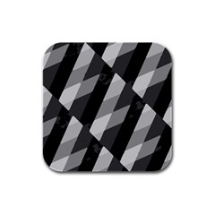 Black And White Grunge Striped Pattern Rubber Square Coaster (4 pack) 