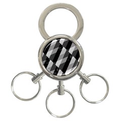 Black And White Grunge Striped Pattern 3-Ring Key Chains