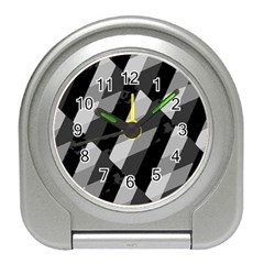 Black And White Grunge Striped Pattern Travel Alarm Clocks