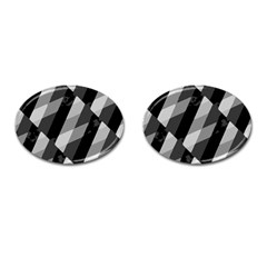 Black And White Grunge Striped Pattern Cufflinks (Oval)