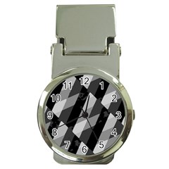 Black And White Grunge Striped Pattern Money Clip Watches