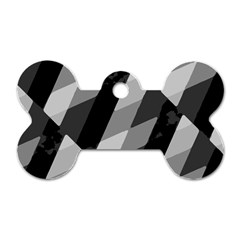 Black And White Grunge Striped Pattern Dog Tag Bone (One Side)