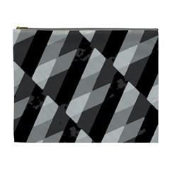 Black And White Grunge Striped Pattern Cosmetic Bag (XL)