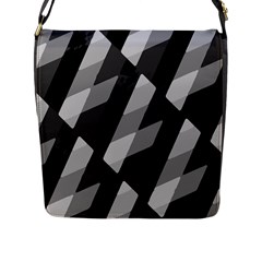 Black And White Grunge Striped Pattern Flap Messenger Bag (l)  by dflcprints