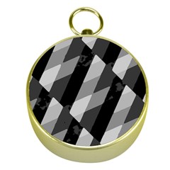 Black And White Grunge Striped Pattern Gold Compasses