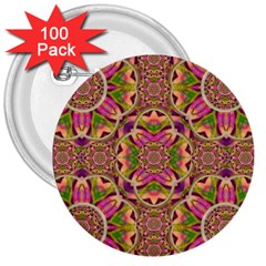 Jungle Flowers In Paradise  Lovely Chic Colors 3  Buttons (100 Pack)  by pepitasart