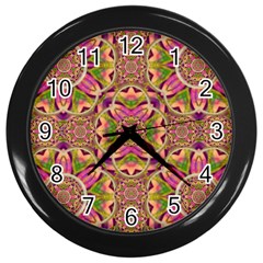 Jungle Flowers In Paradise  Lovely Chic Colors Wall Clocks (black) by pepitasart