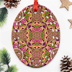 Jungle Flowers In Paradise  Lovely Chic Colors Ornament (oval Filigree) by pepitasart