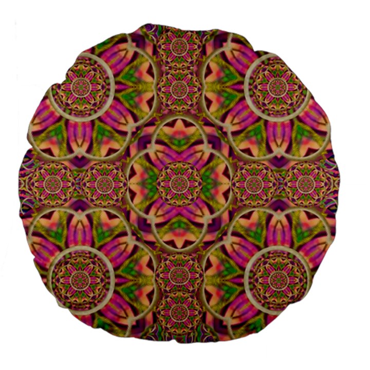 Jungle Flowers In Paradise  Lovely Chic Colors Large 18  Premium Flano Round Cushions