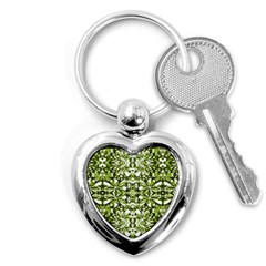 Stylized Nature Print Pattern Key Chains (heart)  by dflcprints