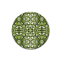 Stylized Nature Print Pattern Rubber Coaster (round) 