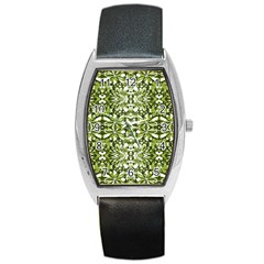 Stylized Nature Print Pattern Barrel Style Metal Watch by dflcprints