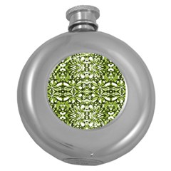 Stylized Nature Print Pattern Round Hip Flask (5 Oz) by dflcprints