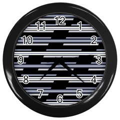 Skewed Stripes Pattern Design Wall Clocks (black) by dflcprints