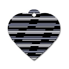 Skewed Stripes Pattern Design Dog Tag Heart (one Side) by dflcprints