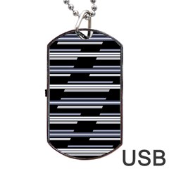 Skewed Stripes Pattern Design Dog Tag Usb Flash (one Side) by dflcprints