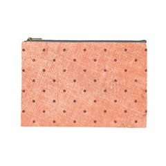 Dot Peach Cosmetic Bag (large)  by snowwhitegirl