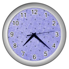 Dot Blue Wall Clocks (silver)  by snowwhitegirl