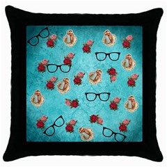 Vintage Glasses Blue Throw Pillow Case (black) by snowwhitegirl