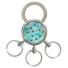 Vintage Glasses Blue 3-ring Key Chains by snowwhitegirl