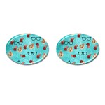 Vintage Glasses Blue Cufflinks (Oval) Front(Pair)