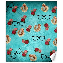 Vintage Glasses Blue Canvas 8  X 10  by snowwhitegirl