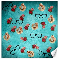 Vintage Glasses Blue Canvas 12  X 12   by snowwhitegirl