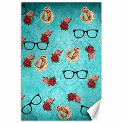 Vintage Glasses Blue Canvas 20  X 30   by snowwhitegirl