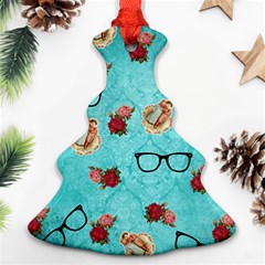 Vintage Glasses Blue Christmas Tree Ornament (two Sides) by snowwhitegirl